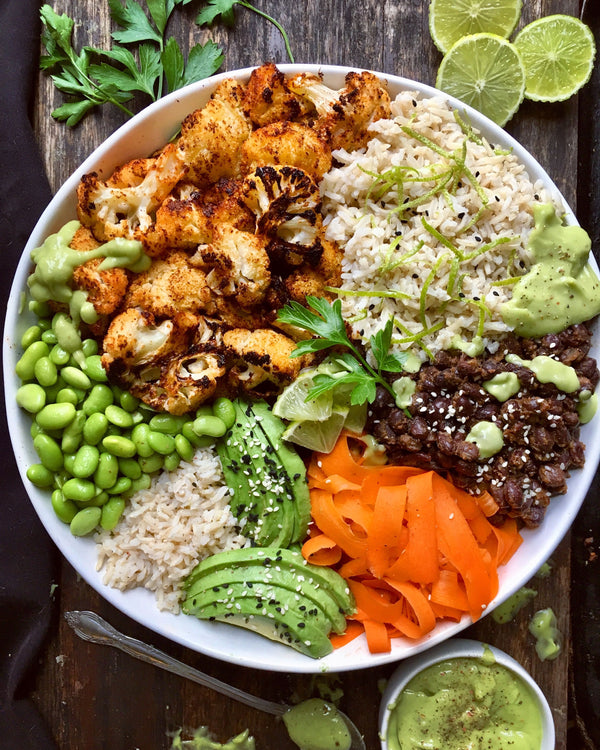 Spicy Roasted Cauliflower Burrito Bowls