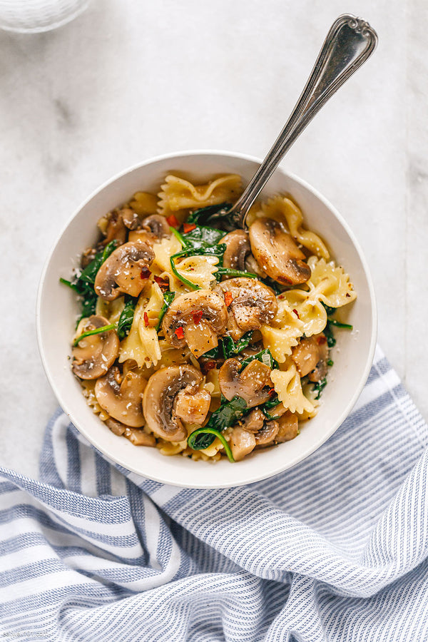 Parmesan Spinach Mushroom Pasta Skillet