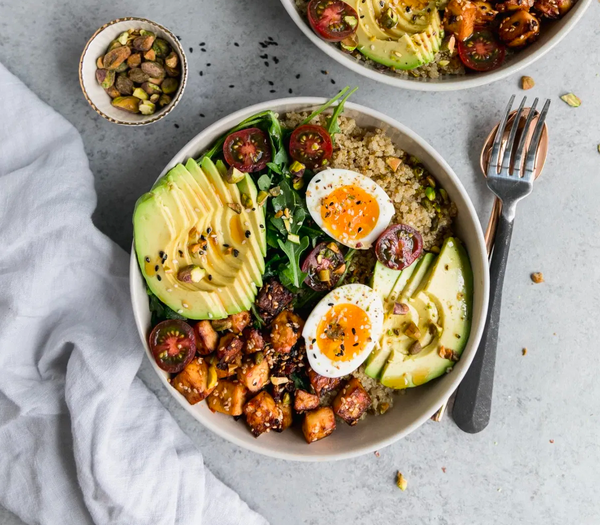 Quinoa Bowls with Sesame Tofu, Avocado, and Pistachios